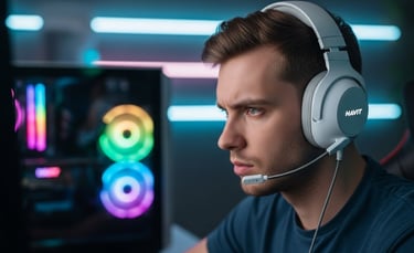 a man wearing a headset and a headset with a microphone