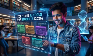 Top 5 Free Al Tools for Students 2026 infographic Mobivibe online Sagar MP