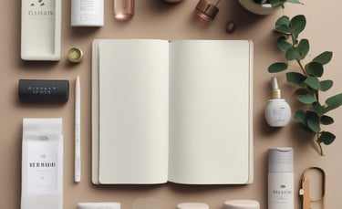 Natural wellness products like essential oils and calming bath salts arranged on a wooden surface.