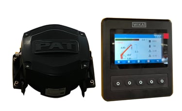Control panel in black and yellow with digital display designed for truck mounted crane Torque Limiter.