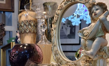 miroir vase années 50 vase bouillet putti musicien coupe cristal