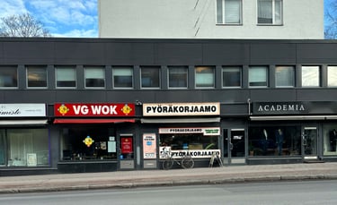 Turun Polkupyörähuolto eli pyöräkorjaamo katunäkymä
