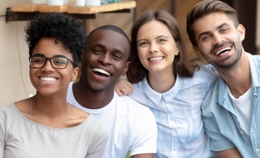 a group of people smiling