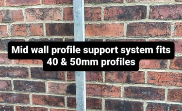 Mid wall profile clamps. Can be used with both 40 & 50mm profiles