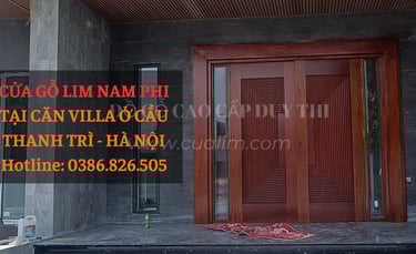 cửa gỗ lim nam phi cao cấp bàn giao tại căn villa ở cầu thanh trì hà nội