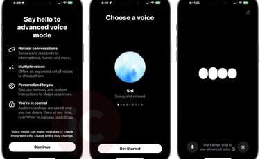 three iphones showing the voicemail voice assistant