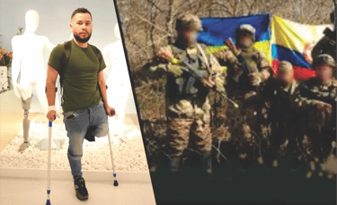Soldado mutilado y mercenarios colombianos