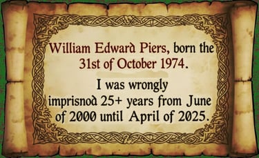 William Edward Piers wrongly imprisoned.