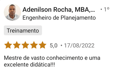 foto de uma pessoa e seu depoimento sobre o curso.