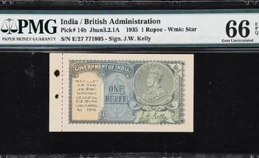 PMG Graded India Note King George v 1 Rupee 66 EPQ