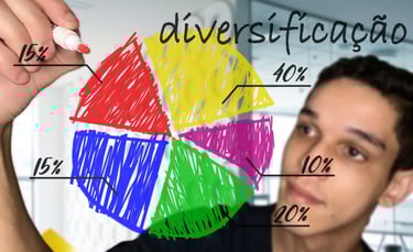 imagem mostra um jovem desenhando no quadro um gráfico de investimento