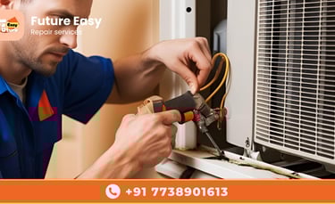 a techniian is fixing a ac