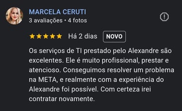 depoimento 5 estrelas