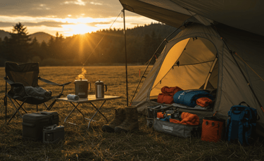 Importance of camping gear, from shoes to camping chair, coffee, sleeping bag to backpack and cooler