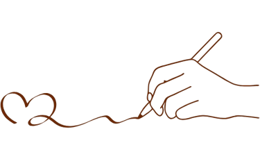 Elément décoratif - Une main qui dessine un cœur, dans le style monoligne - Julie Altinoglu.