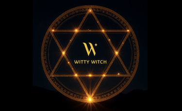 A tantra yantra with witty witch logo in centre