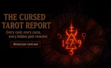 a circular zodiac wheel with glowing red light - The Cursed Tarot Report