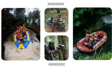 Peserta menikmati rafting Pangalengan dan battle paintball seru