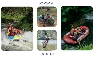 Paket adventure Pangalengan rafting, paintball, dan flying fox untuk team building