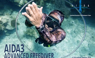 AIDA Level 3 manual cover (a freediver)