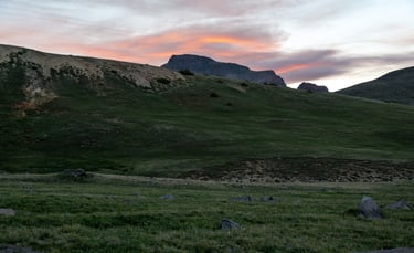 Uncompahgre Peak with a beautiful sunrise halo on a glorious summer morning