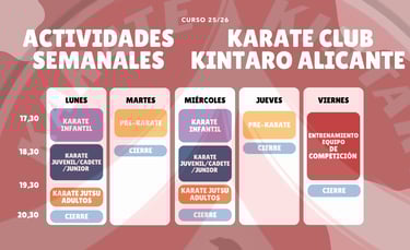 Horarios de las clases de Karate en Alicante 