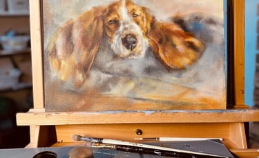 A painting of a Basset Hound I am working on
