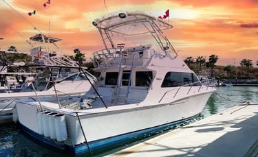 a sport fisher boat in the marina close near to San jose del cabo  