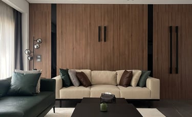 a living room with a couch and a coffee table