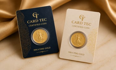 Premium coin cards for gold and silver coins by Card Tec