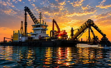 Cutter suction dredger operating on a marine infrastructure and dredging project