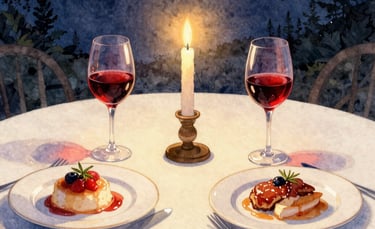 A cozy home setting with a couple unwrapping thoughtful wedding presents surrounded by soft lighting.