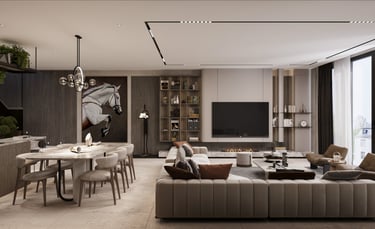 Villa T Antalya salon ve yemek alanı iç mimari tasarımı-La Féra Interior Design