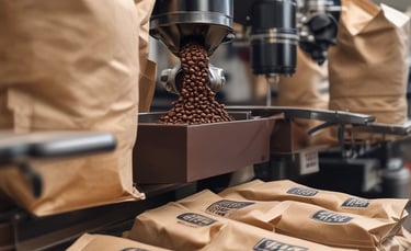 A sleek black coffee bag with the Coffee Therapy Co. logo against a white and dark teal background.