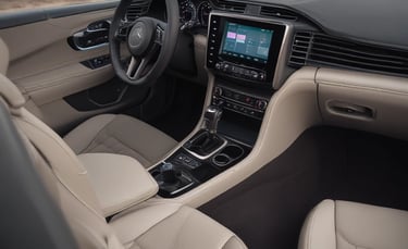 Custom-fit car seat covers in deep green fabric complementing a modern vehicle interior.