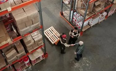Warehouse team managing inventory and logistics for sourcing and supply chain operations