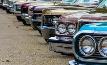 Automotive vehicles lineup representing automobile industry and component manufacturing sector