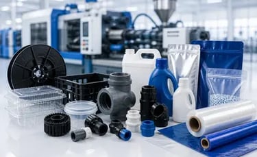 Plastic parts and packaging materials used in industrial and consumer packaging applications