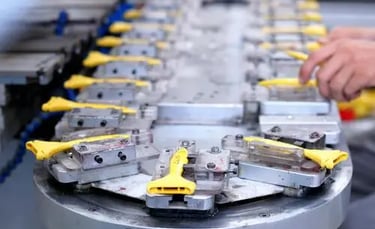 Manufacturing assembly line producing custom components and OEM products