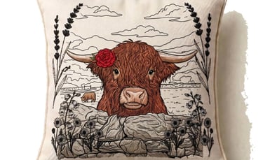 Cojin vaca 45x45 bordado a mano