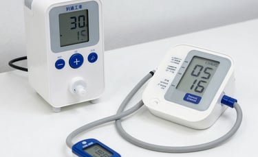 A variety of hospital beds and mobility aids displayed in a bright showroom.