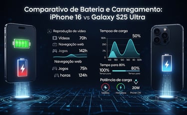 um smartphone com carregador e bateria
