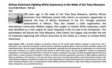 Flyer - African Americans Fighting White Supremacy in the Wake of the Tulsa Massacre - LibertyCon