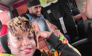 A group of Tourists in the Bus in Ivory Coast