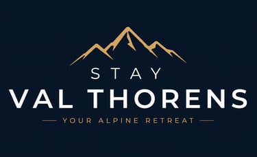 Stay Val Thorens alpine stay logo in navy and gold
