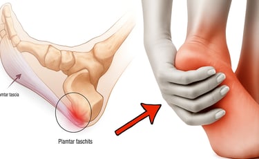 Diagram showing planter fascia connecting heel bone to toes.