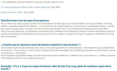 article zoomdici sortie livre azelma sigaux les éphémères sont éternels partie 3