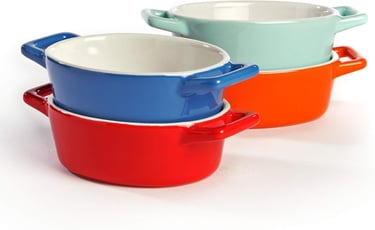 a set of three pots with saucers and saucers