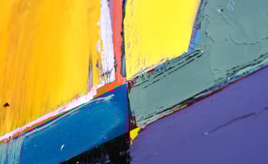 Detail van kleurrijk schilderij '3' van kunstenaar Henk Tieten