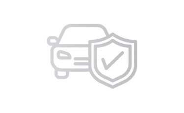 Icon eines Autos mit einem Wappen, das Autotechnik, Sicherheit oder eine Marke symbolisiert.